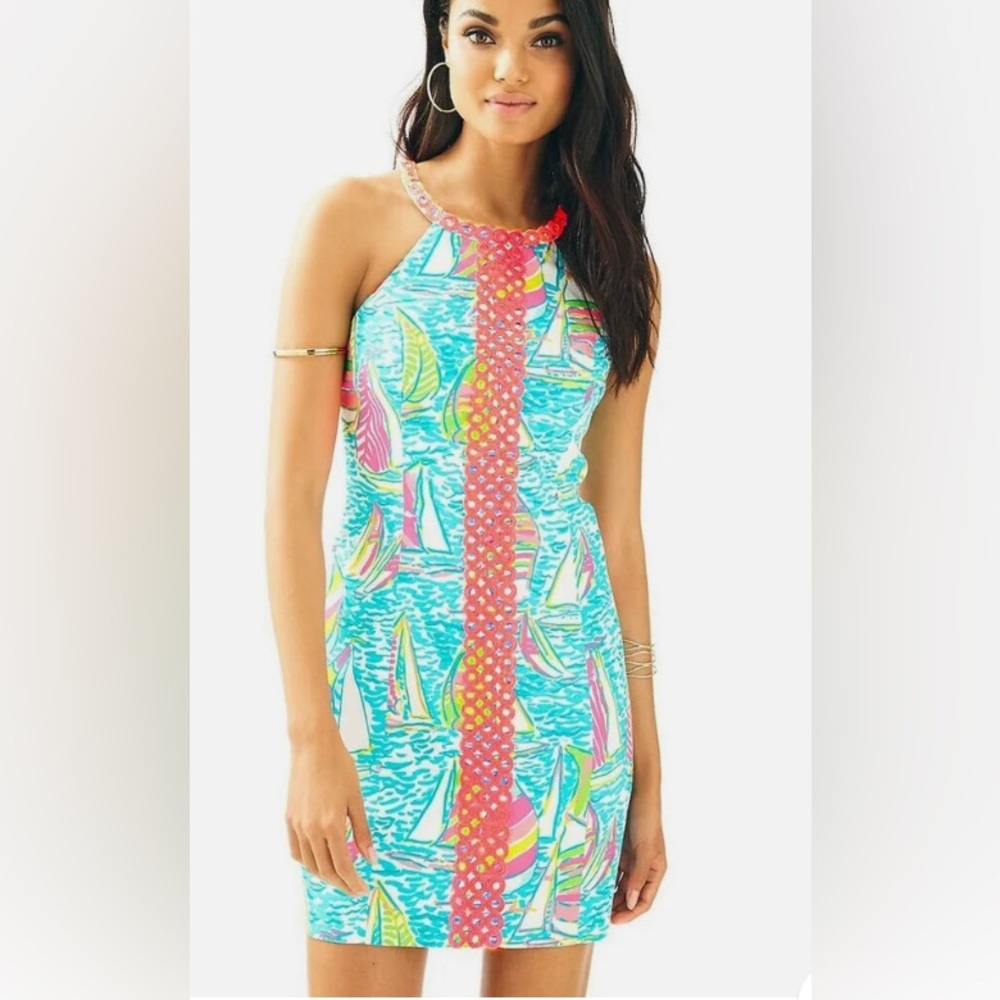 Lilly Pulitzer🌸Sasha Pop Up Ugotta Regatta Sailboat Lace Shift Dress